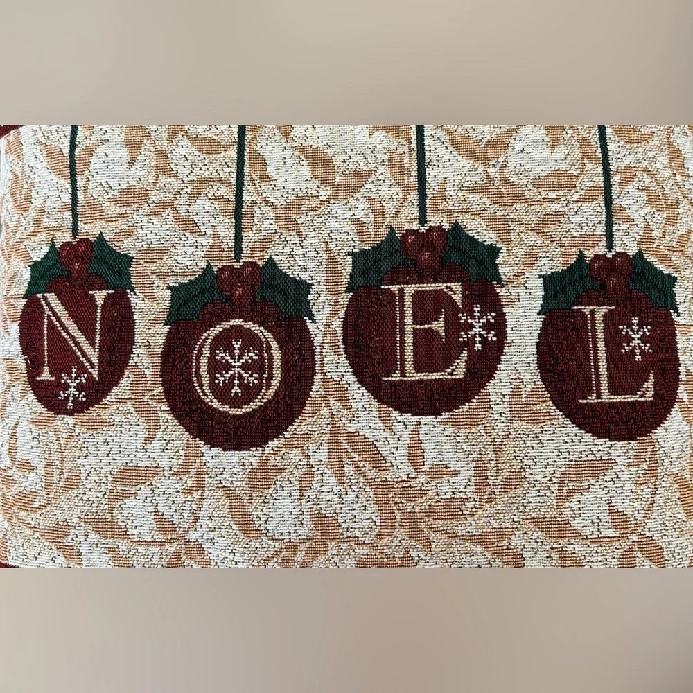 NOEL Square Needlepoint Throw Couch Accent Pillow Tapestry Christmas Hol…